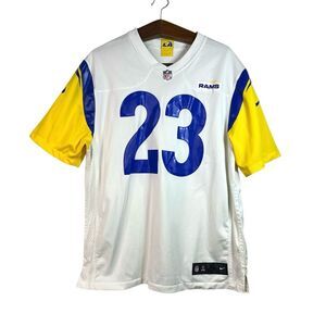 Nike on Field Los Angeles Rams Cam Akers 23 NFL Jersey White Blue Yellow Size XL